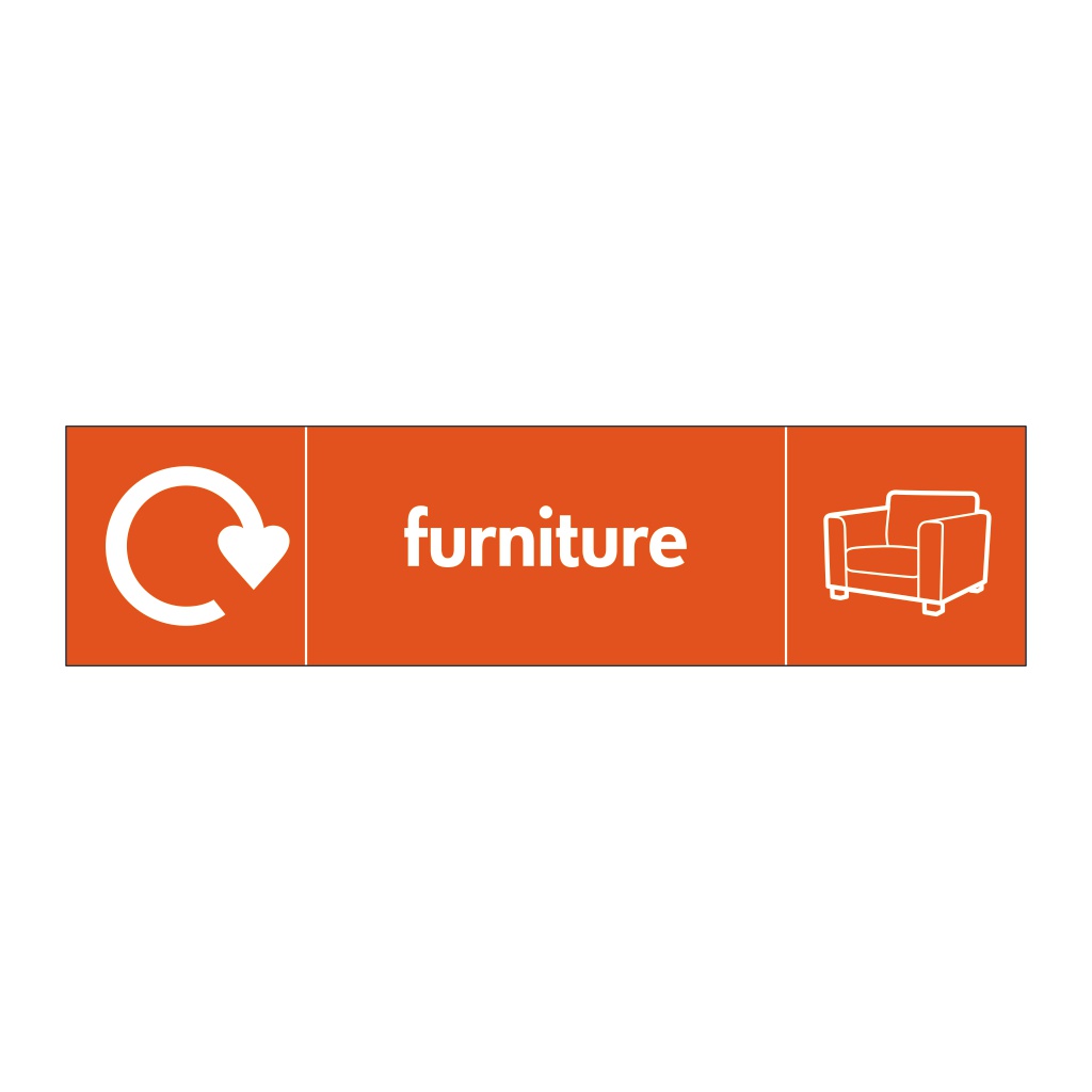 Furniture with WRAP recycling logo & icon