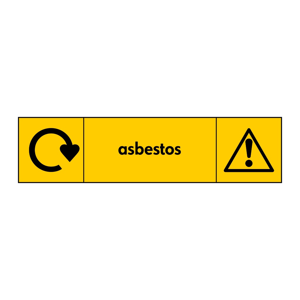 Asbestos with WRAP recycling logo & icon sign