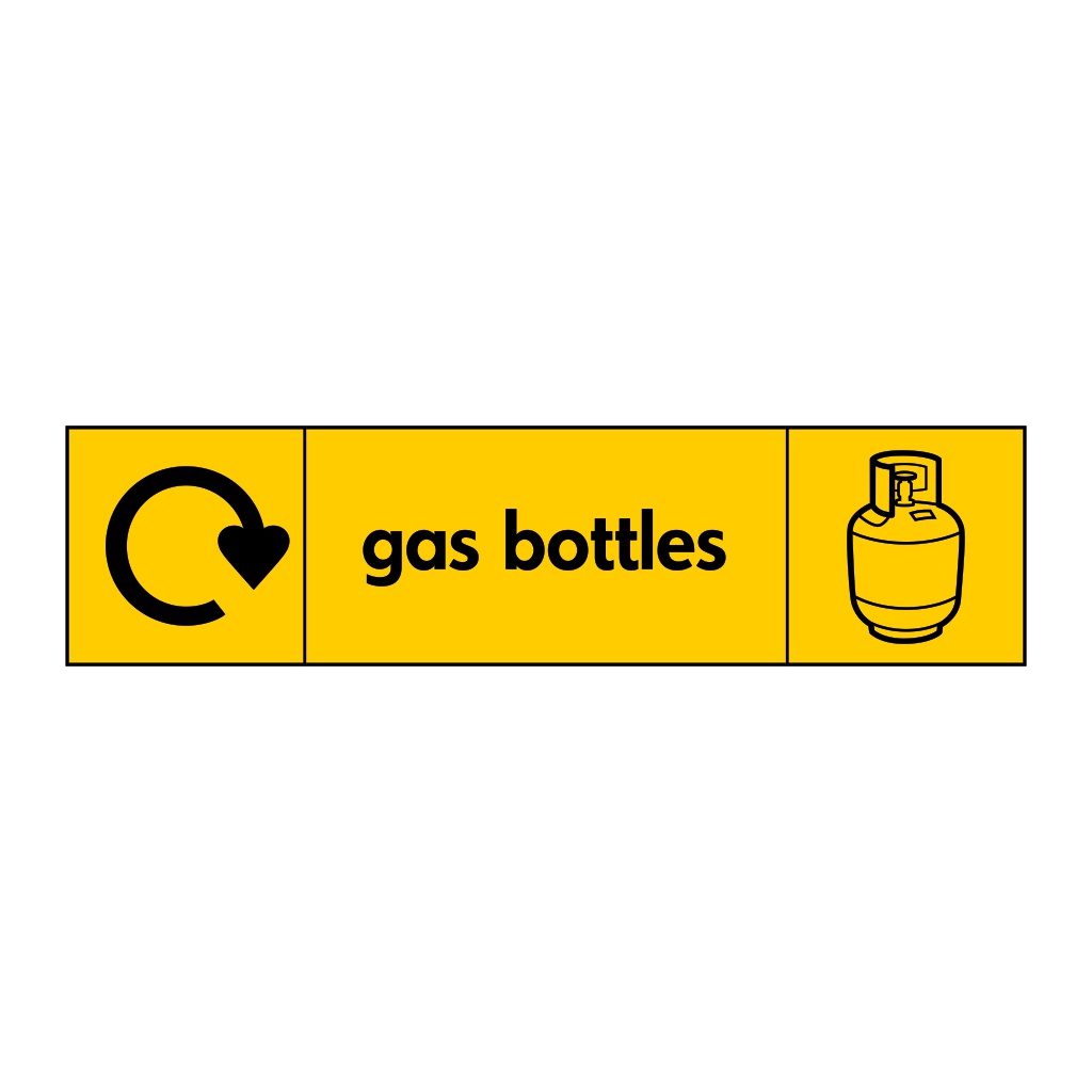 Gas bottles with WRAP recycling logo & icon sign