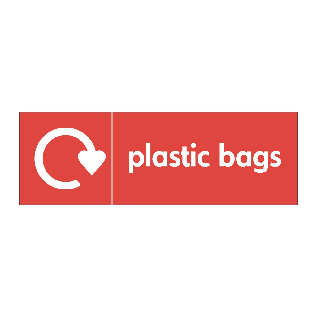 Plastic bags with WRAP recycling logo sign