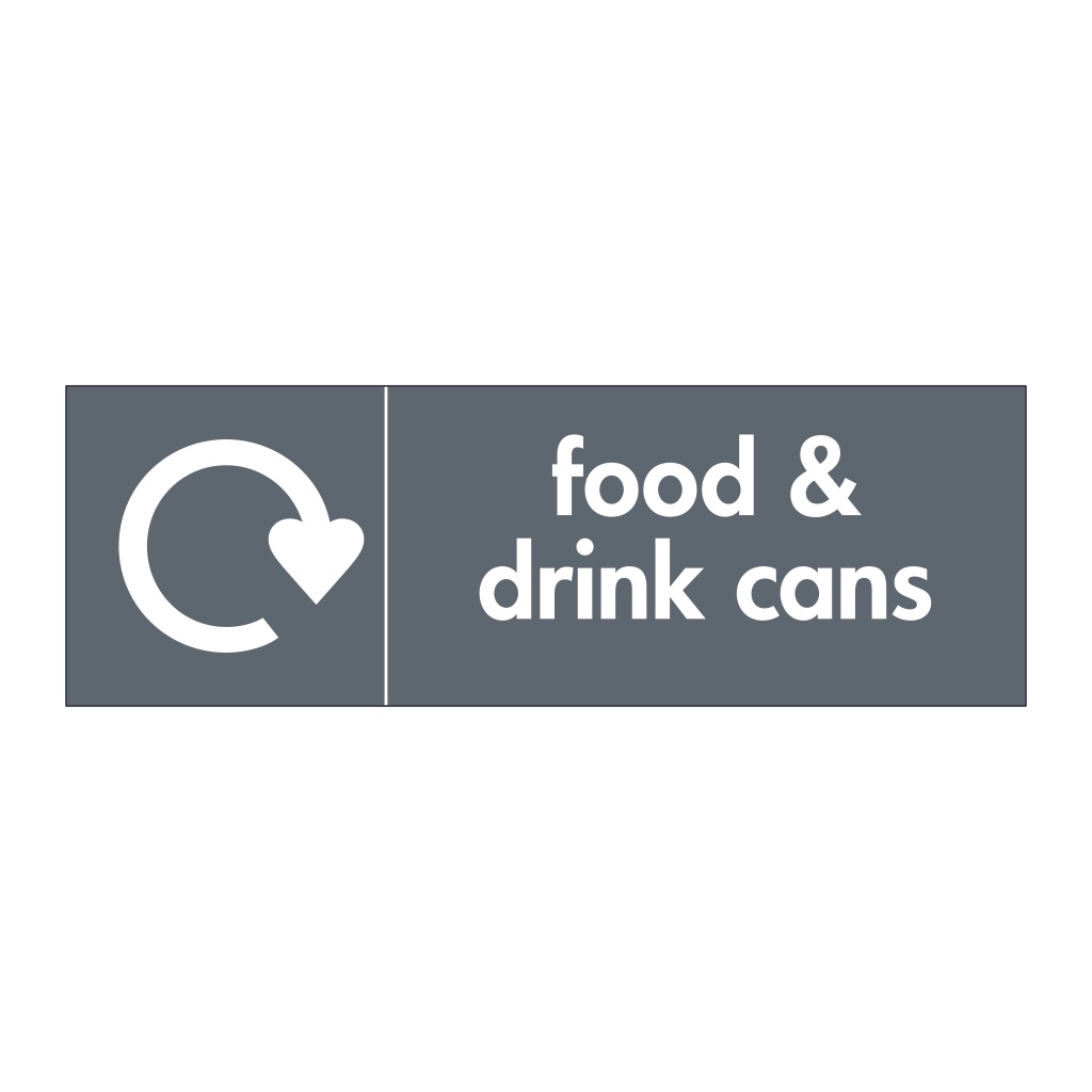 Food & drink cans with WRAP recycling logo sign