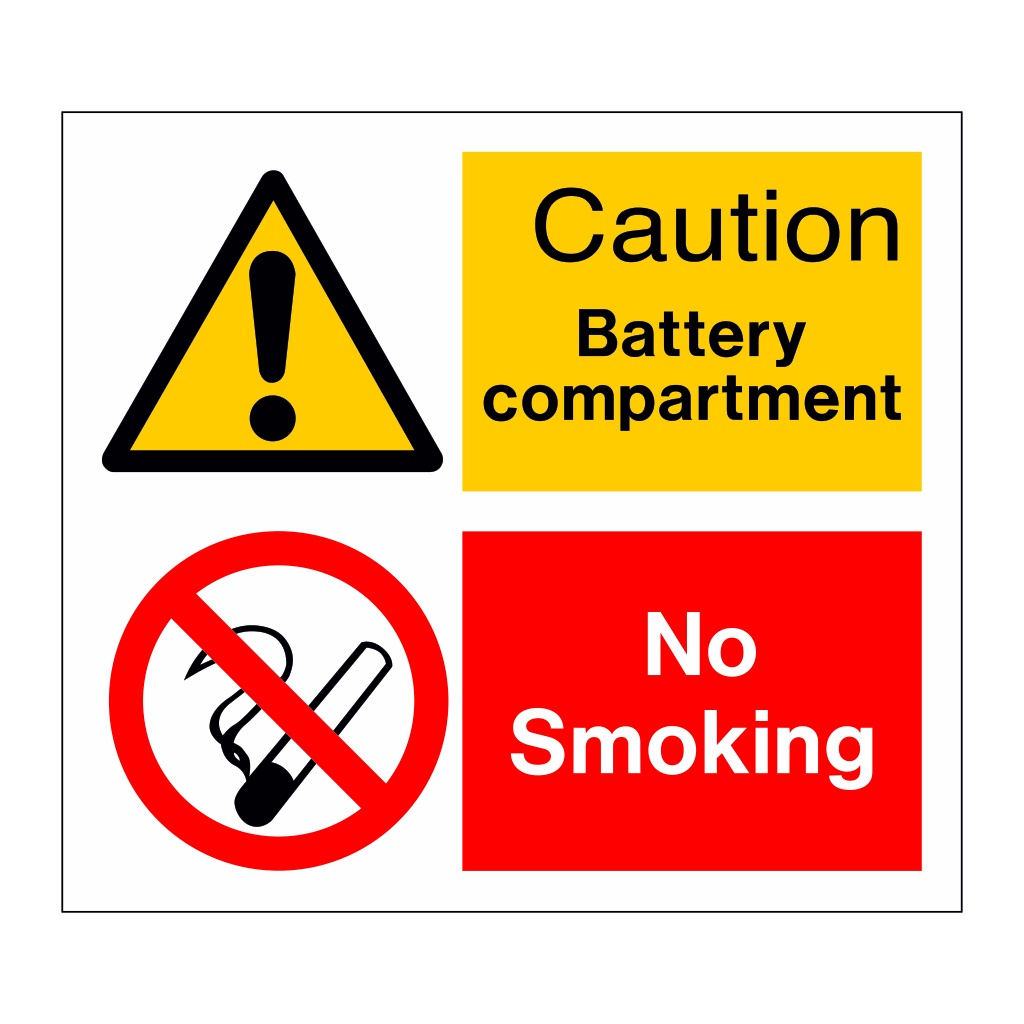 Caution Battery compartment No Smoking (Marine Sign)
