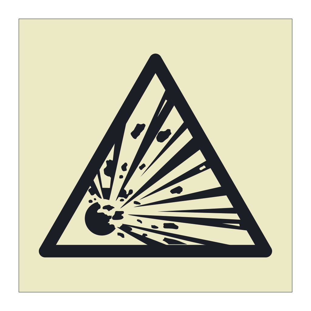 Explosive hazard warning symbol sign