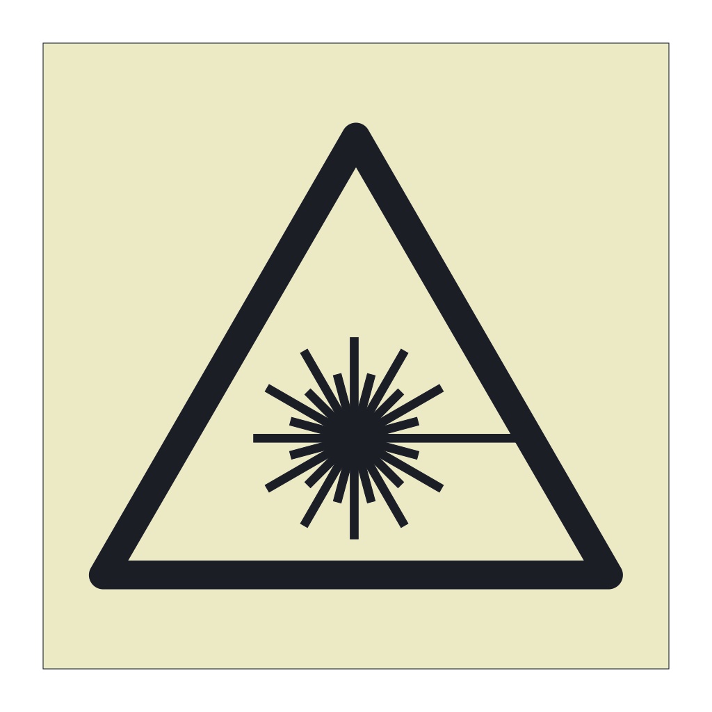Laser beam hazard warning symbol sign