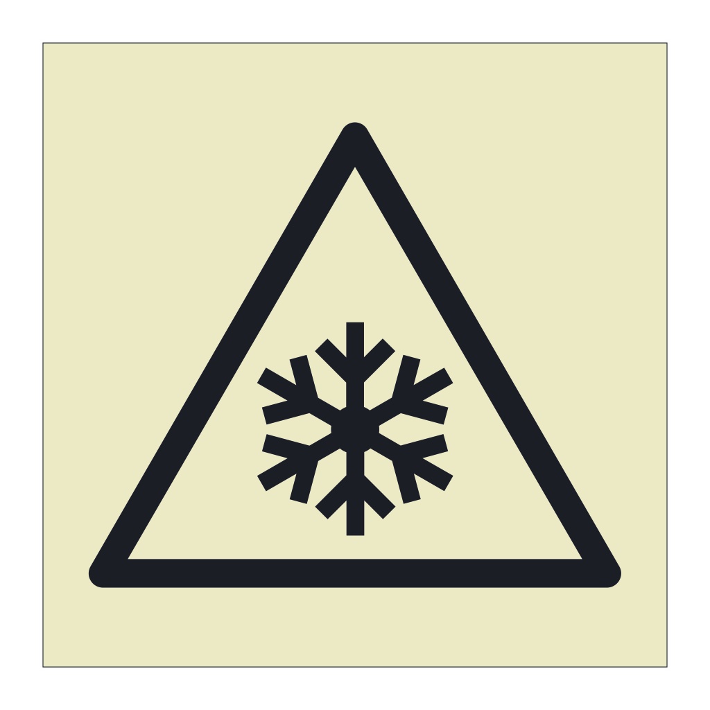 Low temperature freezing conditions hazard warning symbol sign