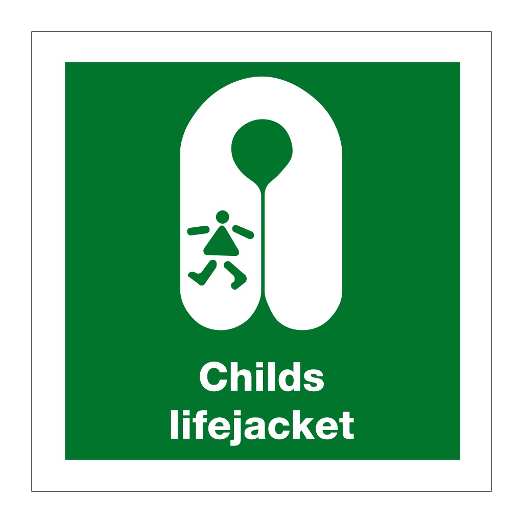 Childs lifejacket with text (Marine Sign)