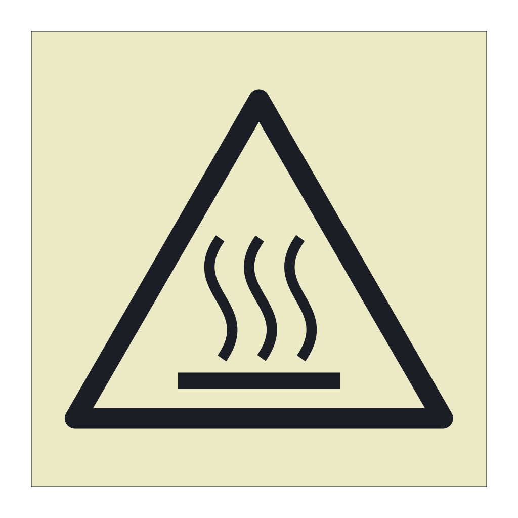 Hot surface hazard warning symbol sign