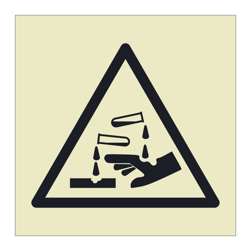 Corrosive substance hazard warning symbol sign