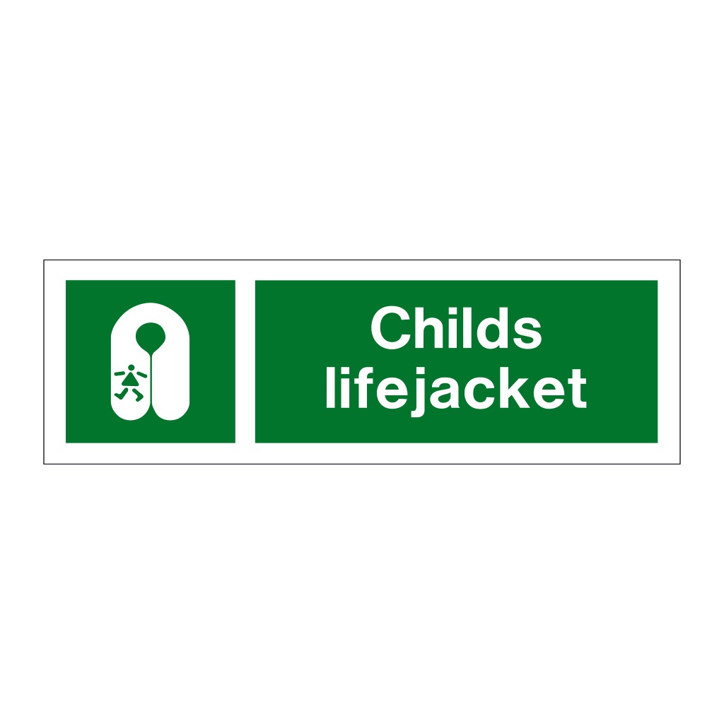 Childs lifejacket with text (Marine Sign)