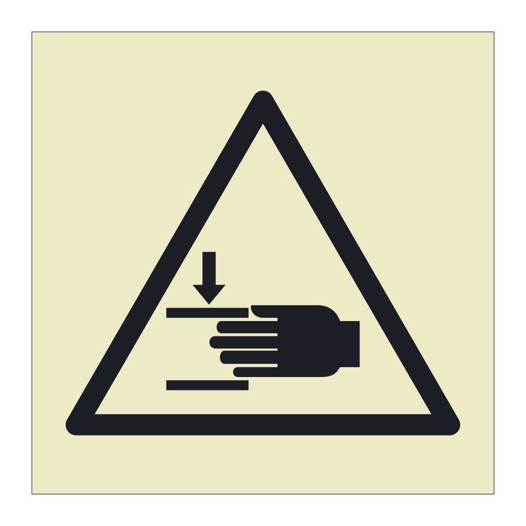 Crushing of hands hazard warning symbol sign