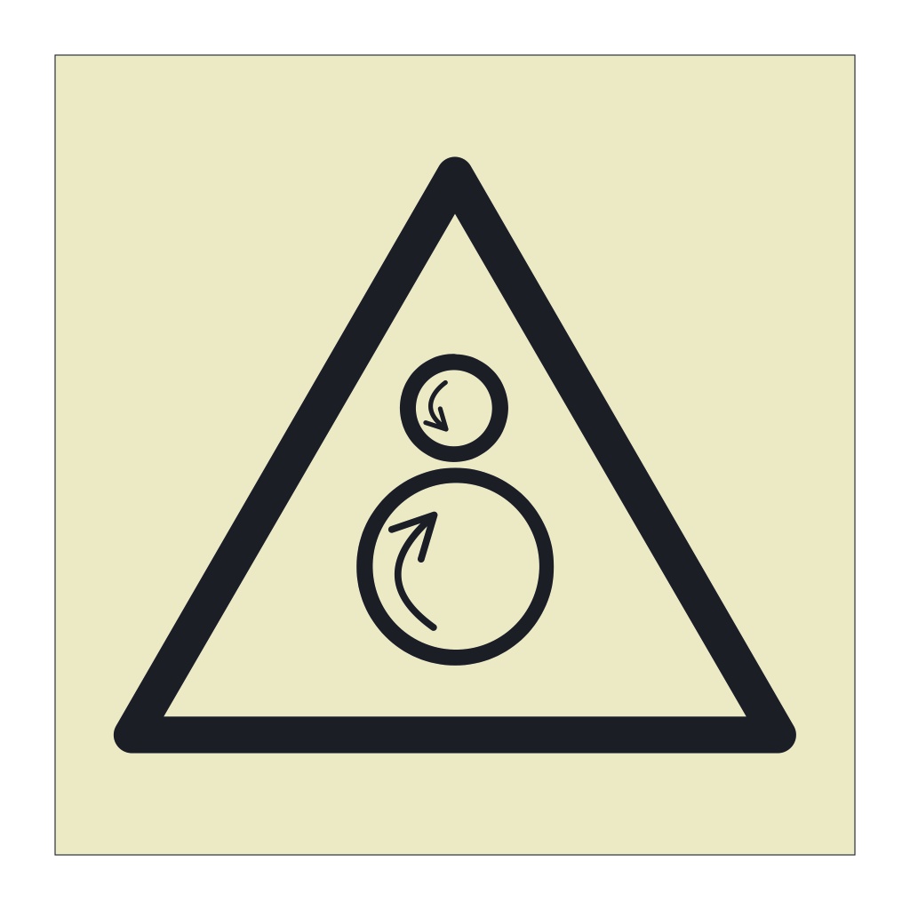 Counterdating rollers hazard warning symbol sign