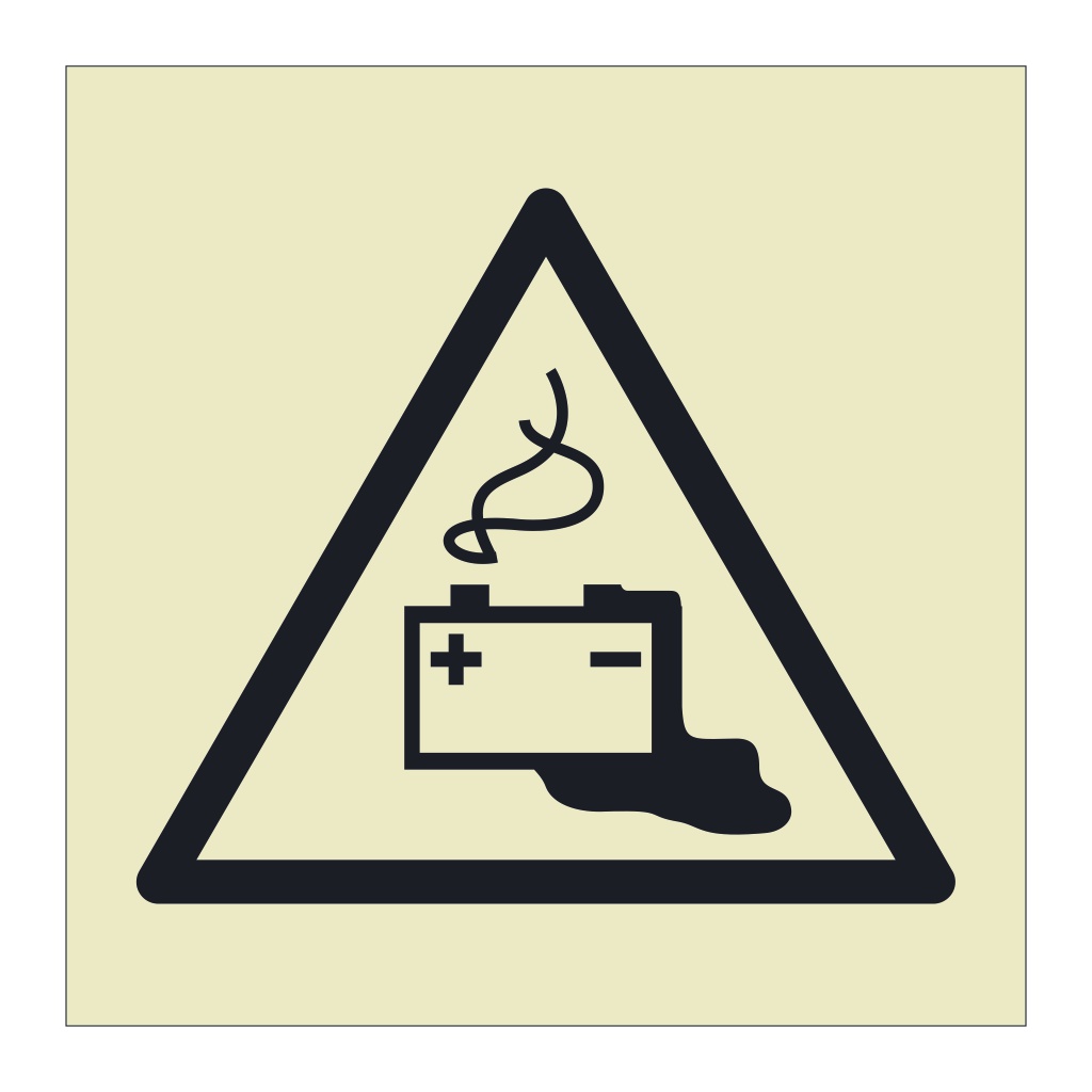 Battery charging hazard warning symbol sign