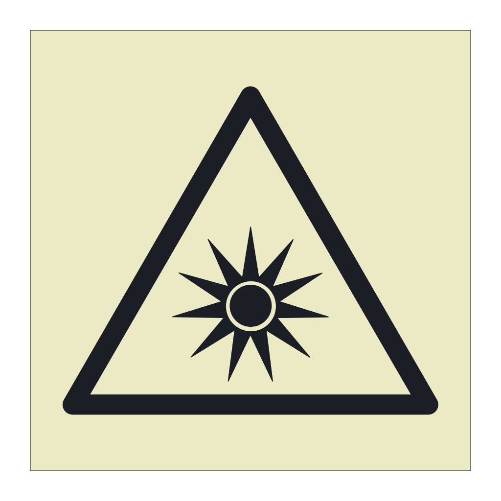 Optical radiation hazard warning symbol sign