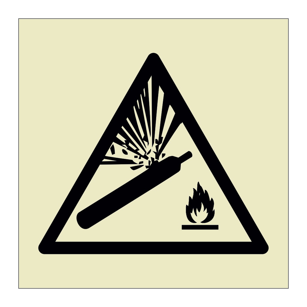 Pressurised cylinder hazard warning symbol sign