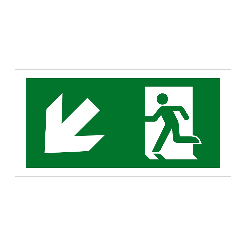 Running man arrow down left sign