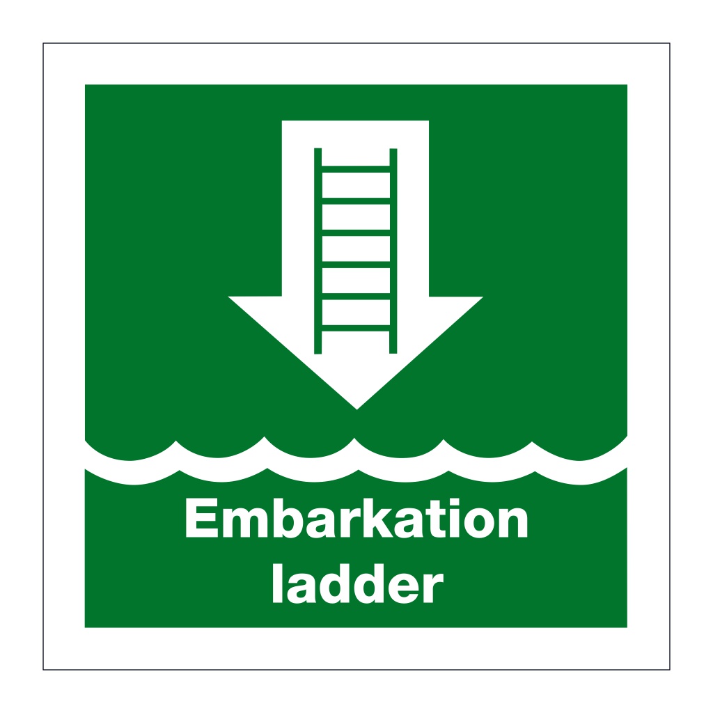 Embarkation ladder with text (Marine Sign)