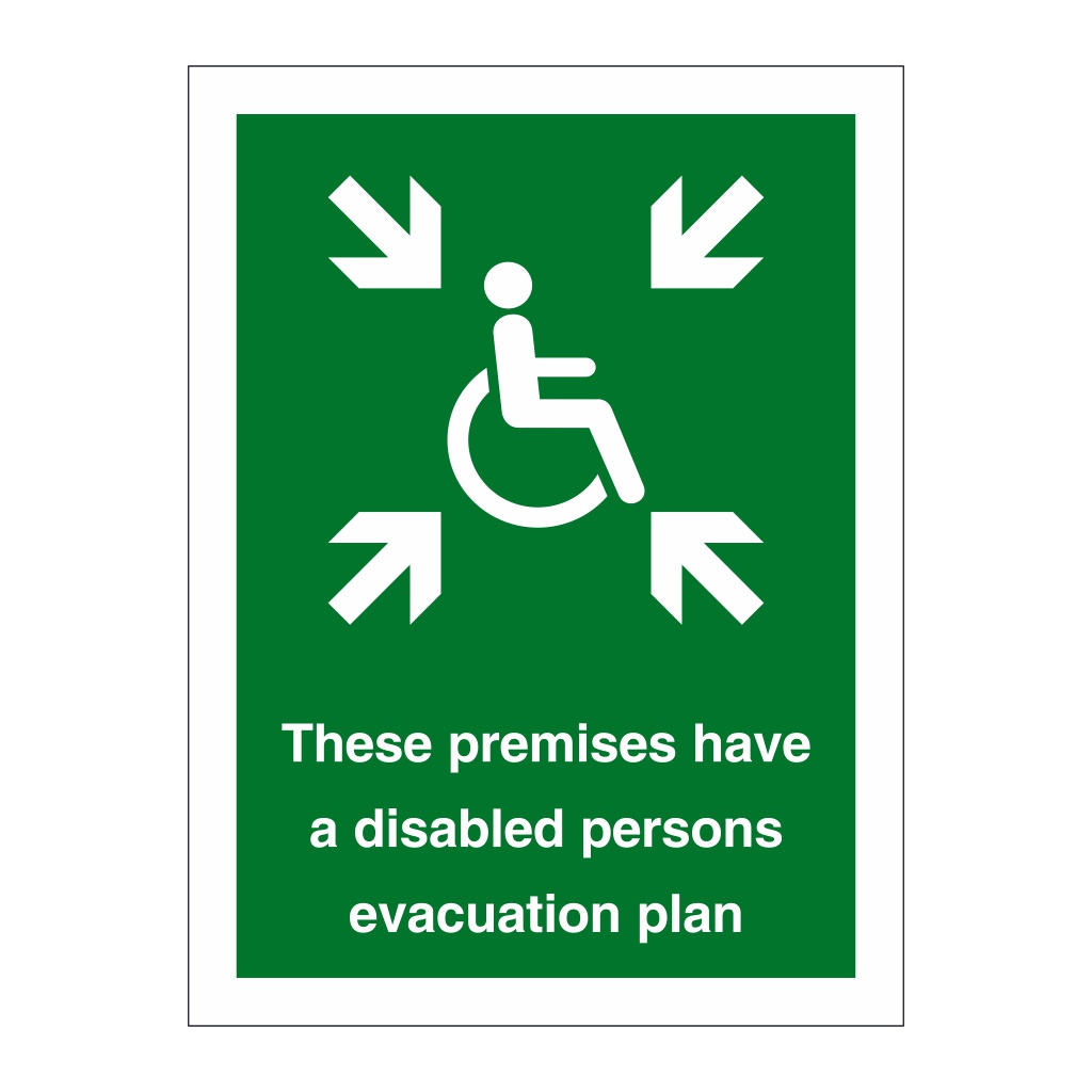 Disabled persons evacuation plan sign