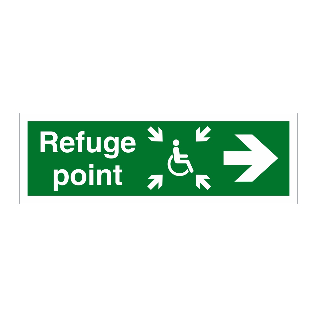 Refuge point with symbol arrow right sign