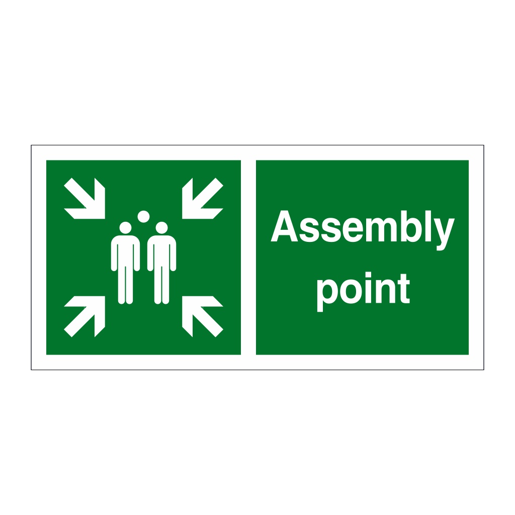 Assembly point symbol & text sign (to be used with letters or numbers)