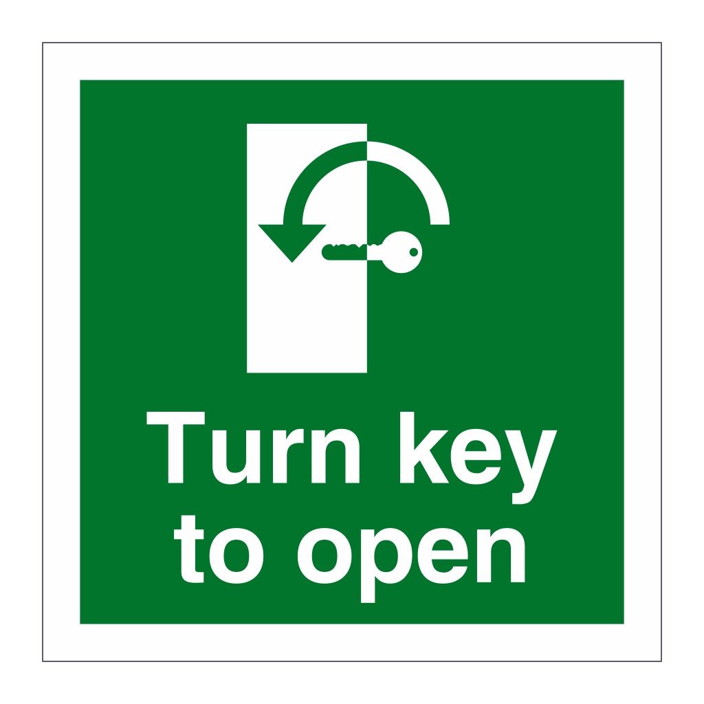 Turn key to open anti-clockwise sign