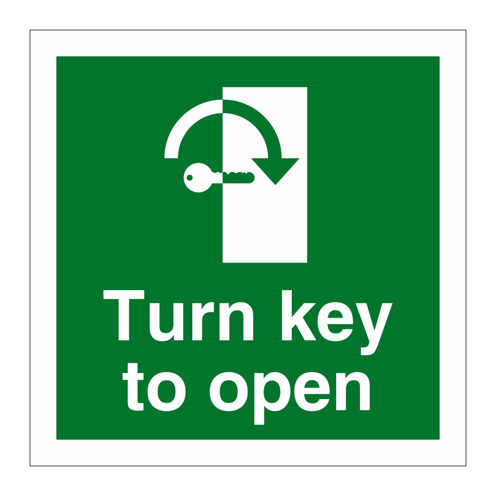 Turn key to open AntiClockwise sign by British Safety Signs