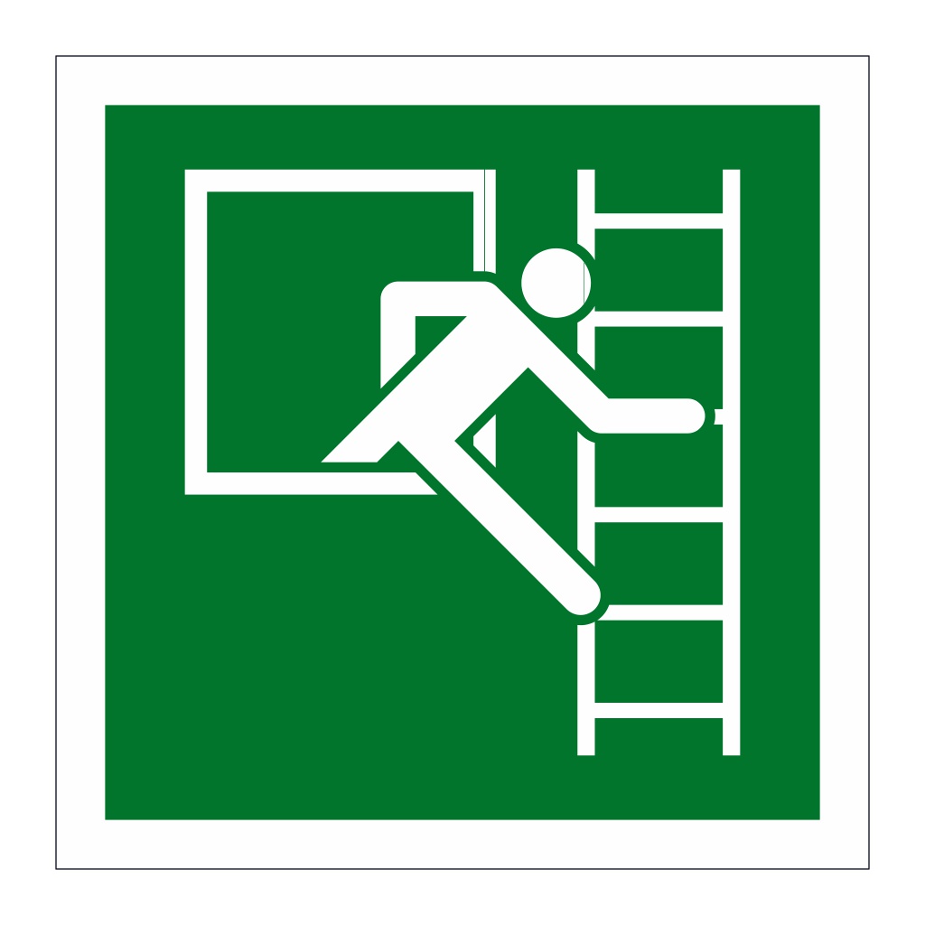 Emergency window escape ladder right sign
