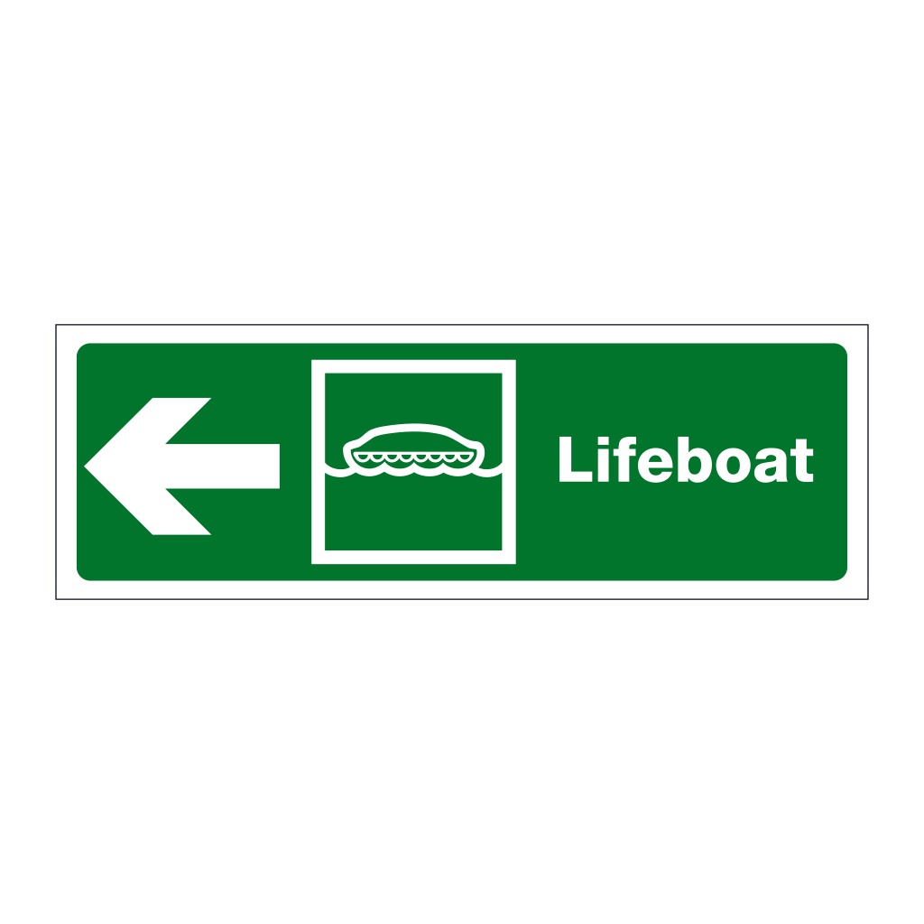 Lifeboat with left directional arrow (Marine Sign)