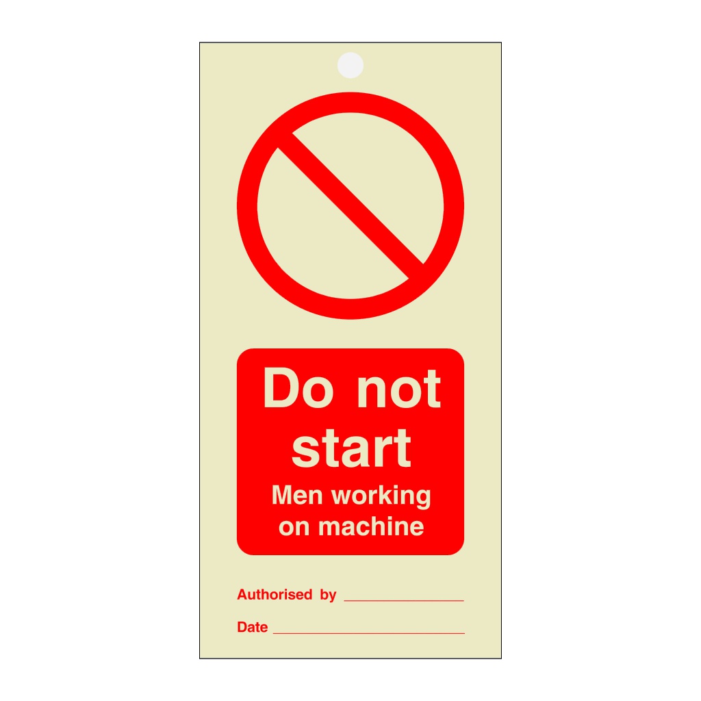 Do not start men working on machine tie tag Pack of 10 (Marine Sign)