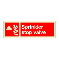 Sprinkler stop valve with text (Marine Sign)
