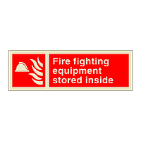 Fire equipment stored inside with text (Marine Sign)