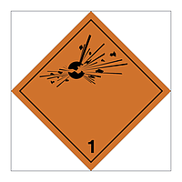 Hazard diamond Explosive substances or articles Class 1 division 1.1 1.2 & 1.3 (Marine Sign)