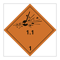 Hazard diamond Explosive substances or articles Class 1 division 1.1 (Marine Sign)