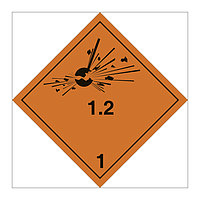 Hazard diamond Explosive substances or articles Class 1 division 1.2 (Marine Sign)