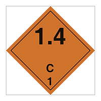 Hazard diamond Class 1 Explosive substances or articles division 1.4 C (Marine Sign)