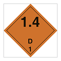 Hazard diamond Class 1 Explosive substances or articles division 1.4 D (Marine Sign)