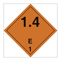 Hazard diamond Class 1 Explosive substances or articles division 1.4 E (Marine Sign)