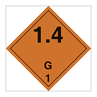 Hazard diamond Class 1 Explosive substances or articles division 1.4 G (Marine Sign)