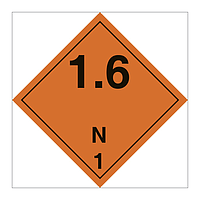 Hazard diamond Class 1 Explosive substances or articles division 1.6 N (Marine Sign)