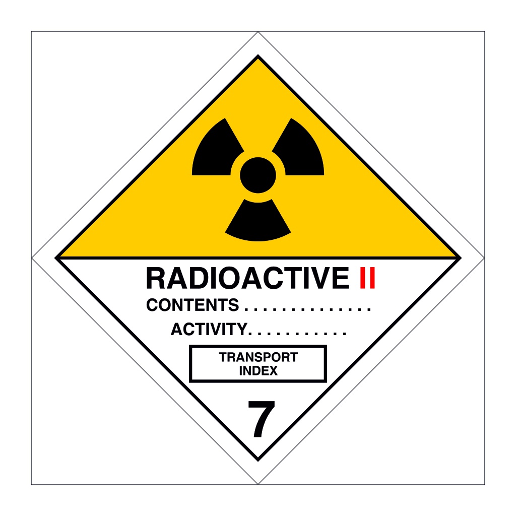 Hazard diamond Class 7 Radioactive category II (Marine Sign)