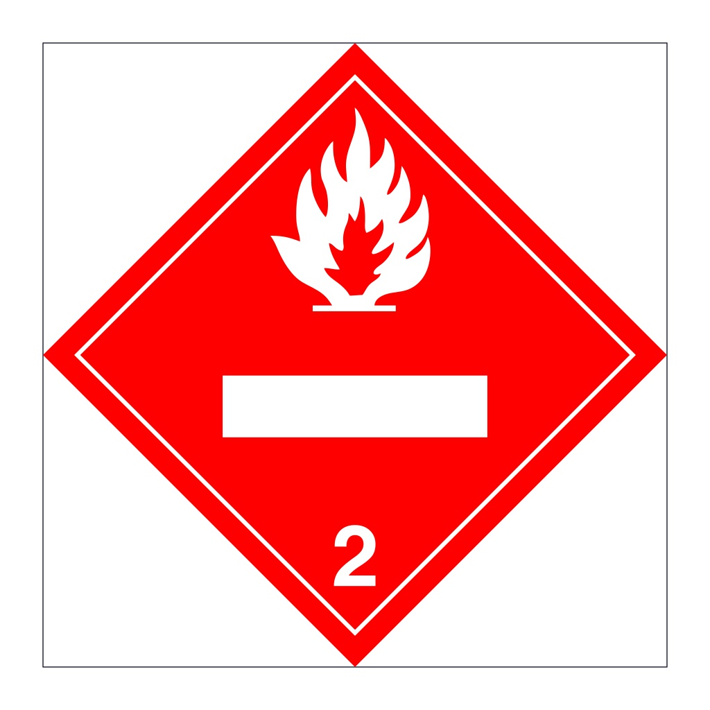 Hazard diamond Class 2.1Flammable gas UN numbers display white (Marine Sign)