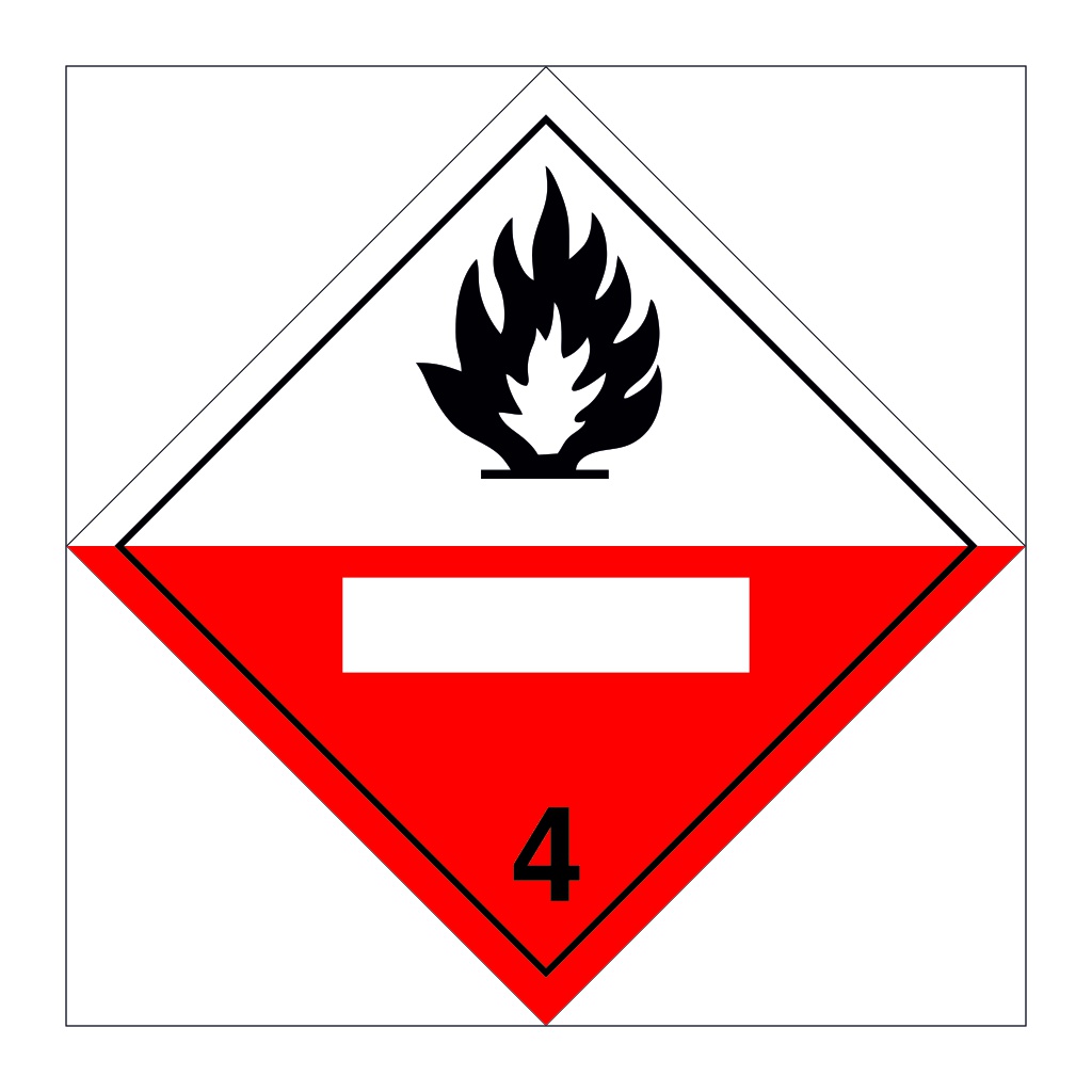 Hazard diamond Class 4.2 Spontaneously combustible UN numbers display (Marine Sign)
