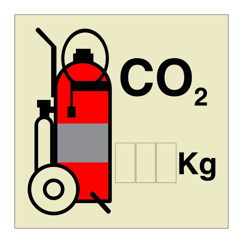CO2 Wheeled fire extinguisher (Marine Sign)