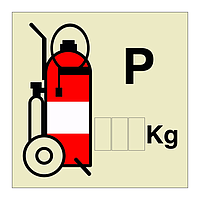 Powder wheeled fire extinguisher (Marine Sign)