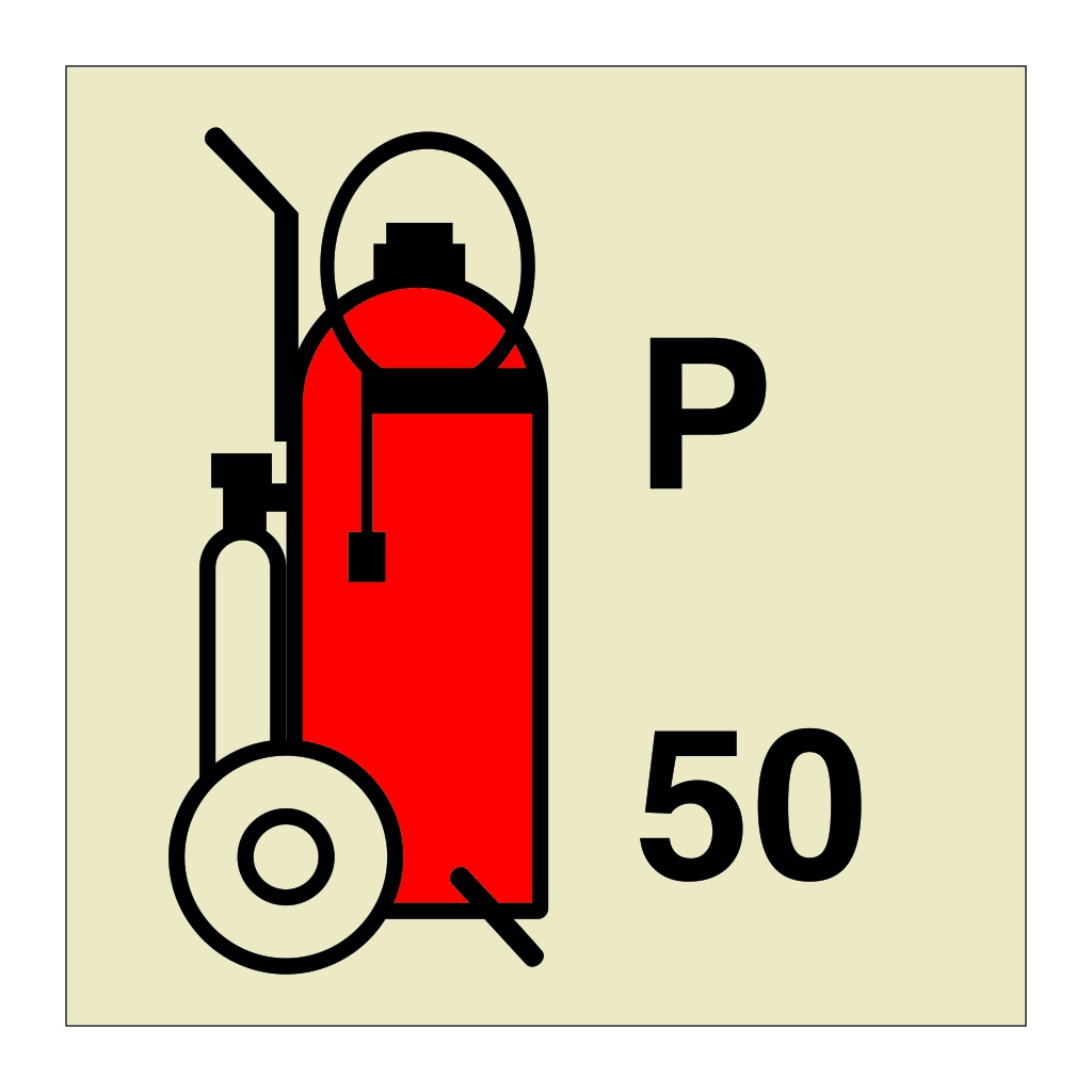 50kg Wheeled powder fire extinguisher (Marine Sign)