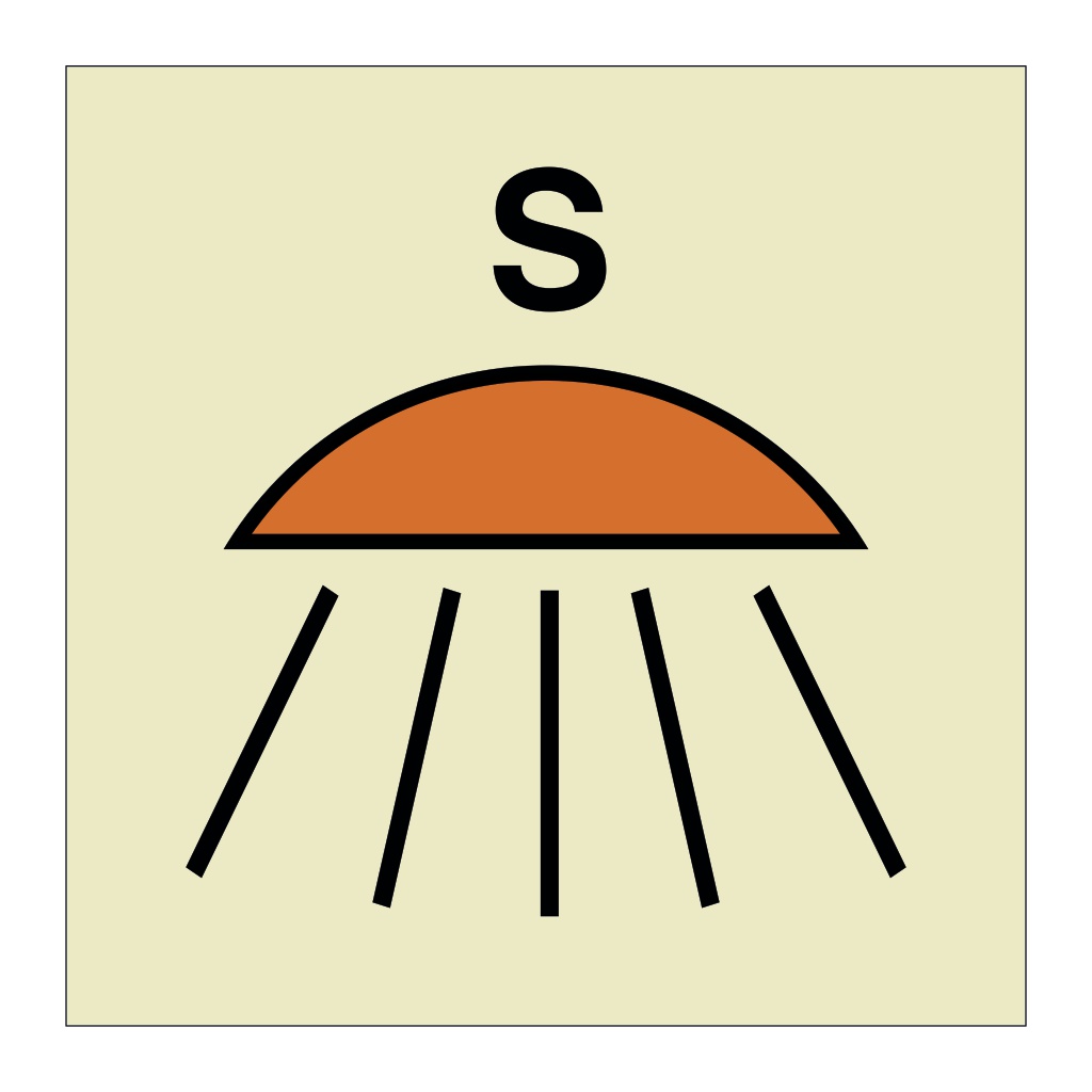 Spaces or group of spaces protected by sprinkler or high pressure fire extinguishing system (Marine Sign)