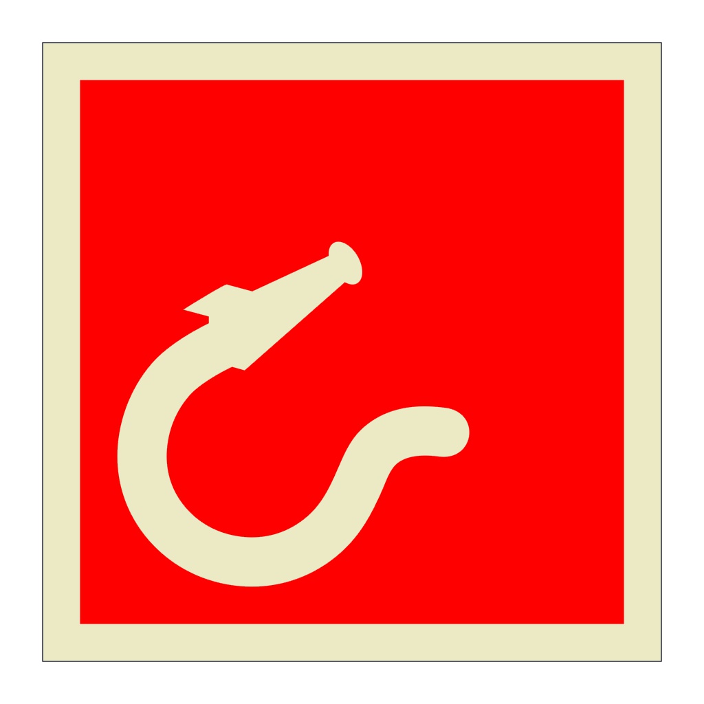 Hose box with spray jet fire nozzle (Marine Sign) | British Safety Signs