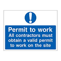 Permit to work sign