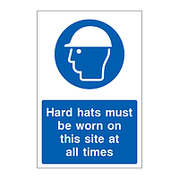 Hard hats must be worn on this site at all times sign