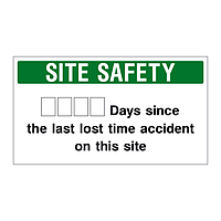 Lost time accident site safety board