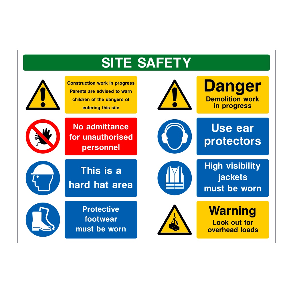 Multi-Message Site Safety Board | British Safety Signs